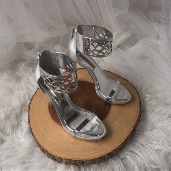 BCBG MAXAZRIA Silver Shoes with Ankle Cuff Detail Women Size 6.5 - Picture 6 of 15